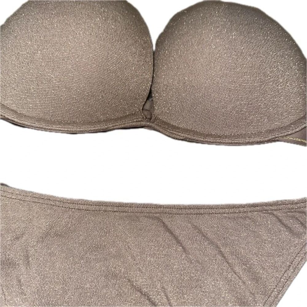 New VS Pink Sparkle Push-up Bra and matching Panties 36B/M